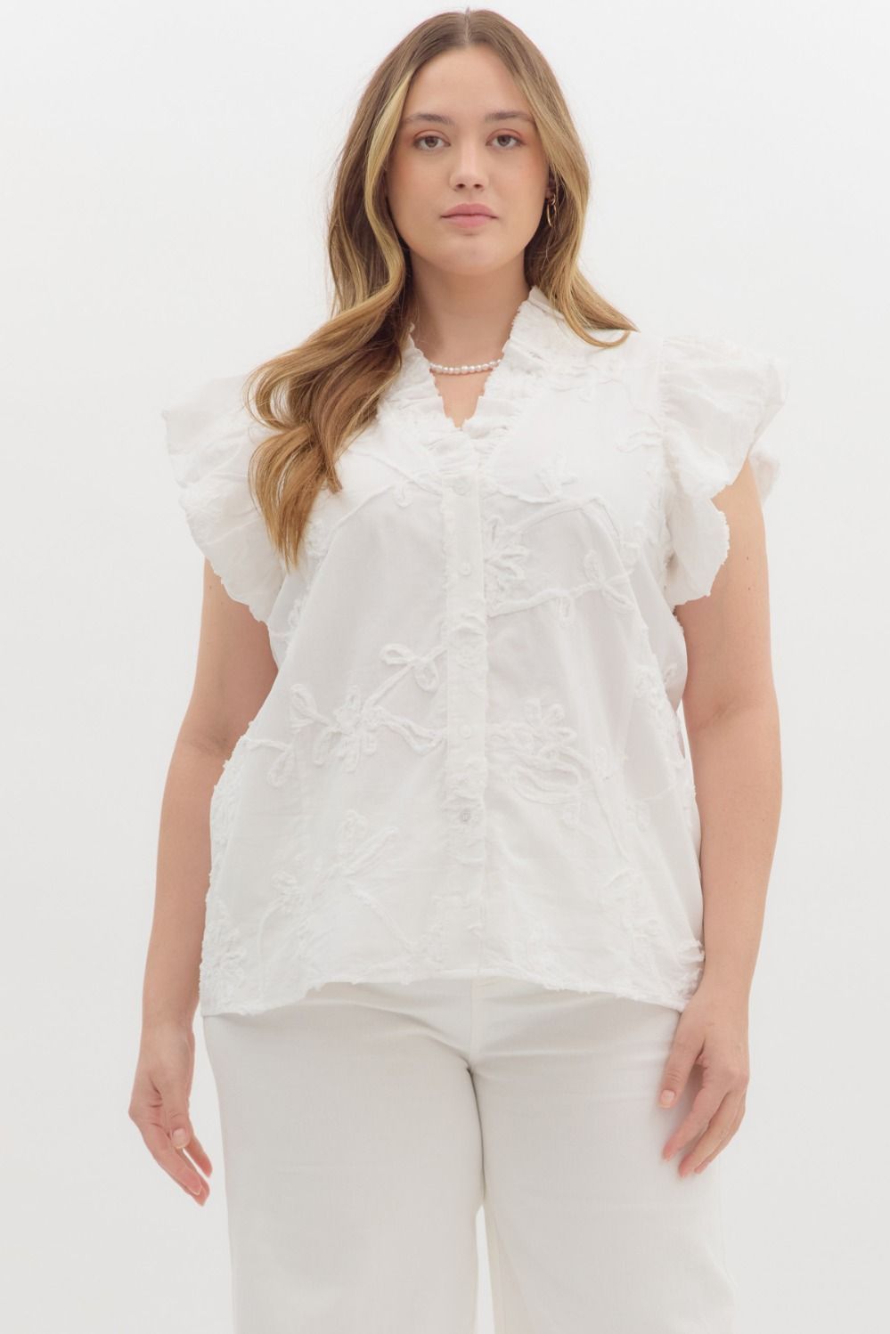 Entro Floral Flutter Sleeve PLUS Top