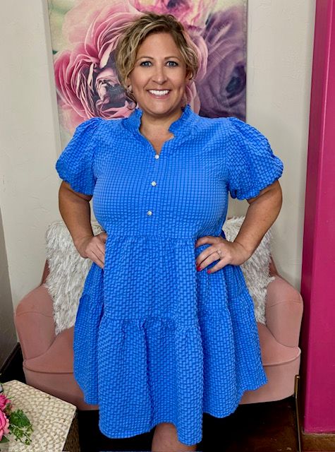 Gigio Blue Pucker Dress  SALE