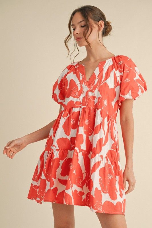 Jodifl Orange Flower Print Dress