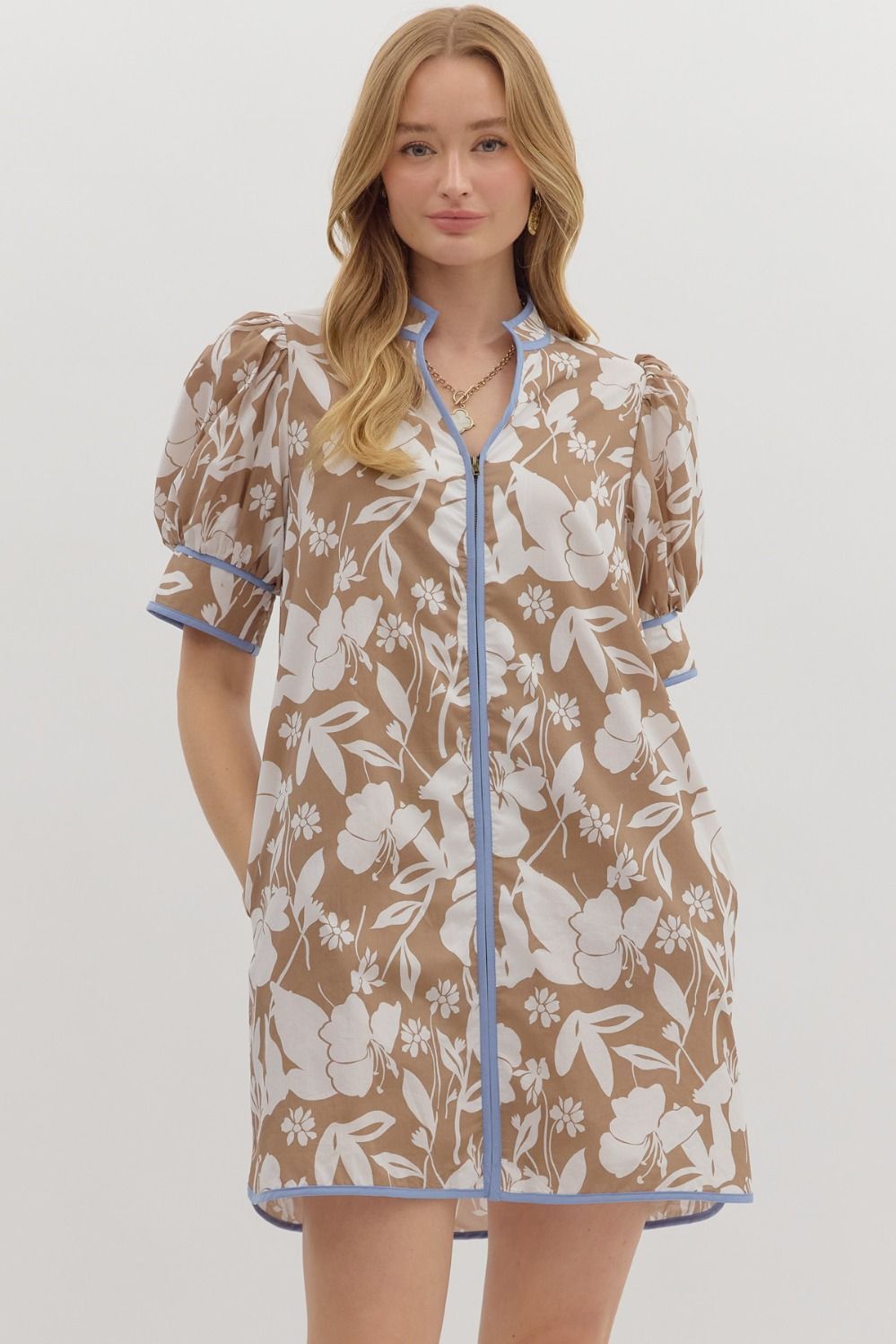 Entro Chambray/Beige Print Dress