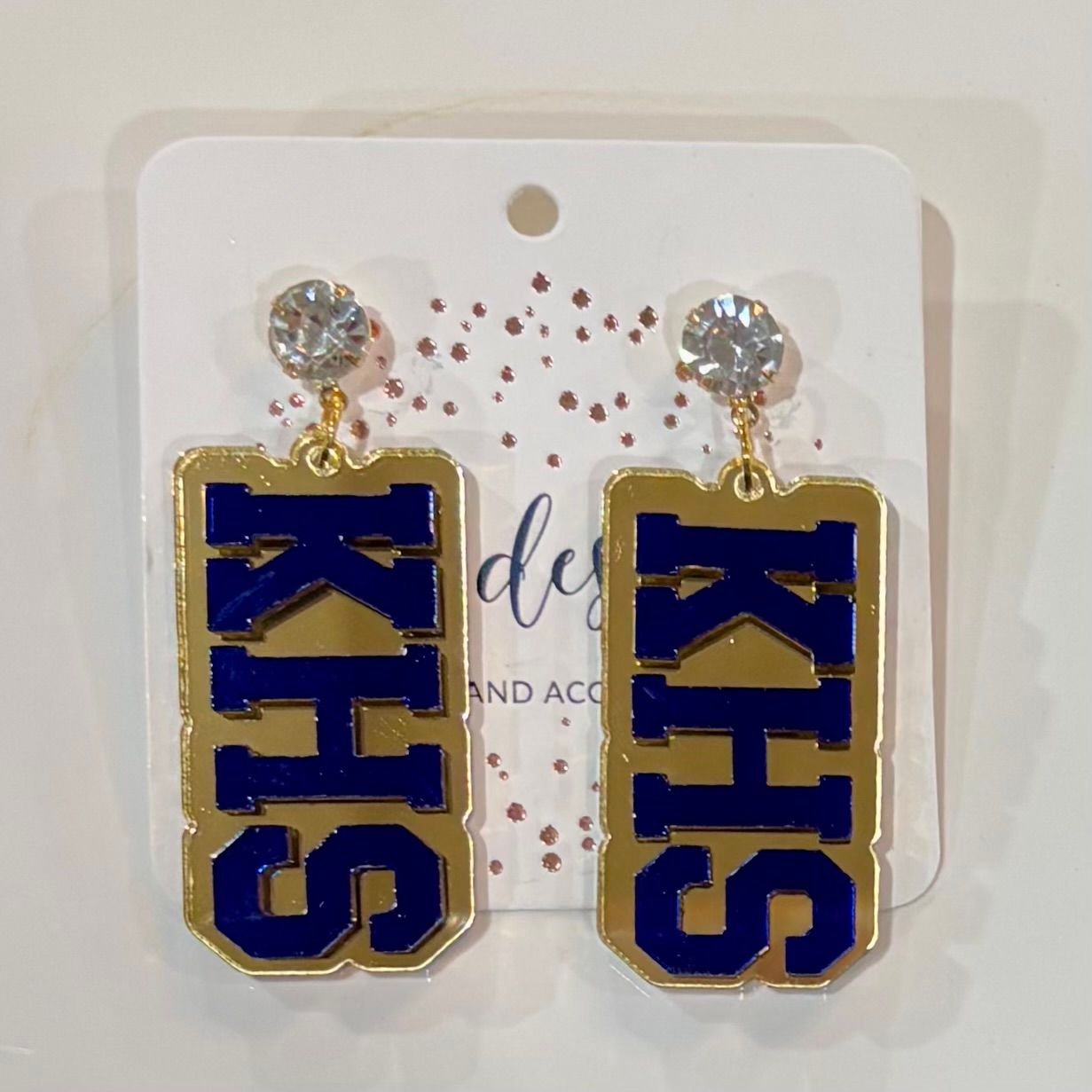 TLD KHS Gold/Navy Mirror Earring