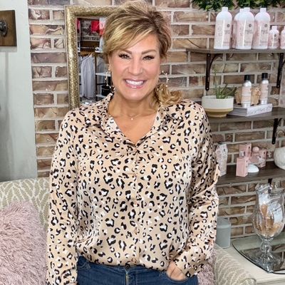Skies Are Blue Leopard Print Silky Top