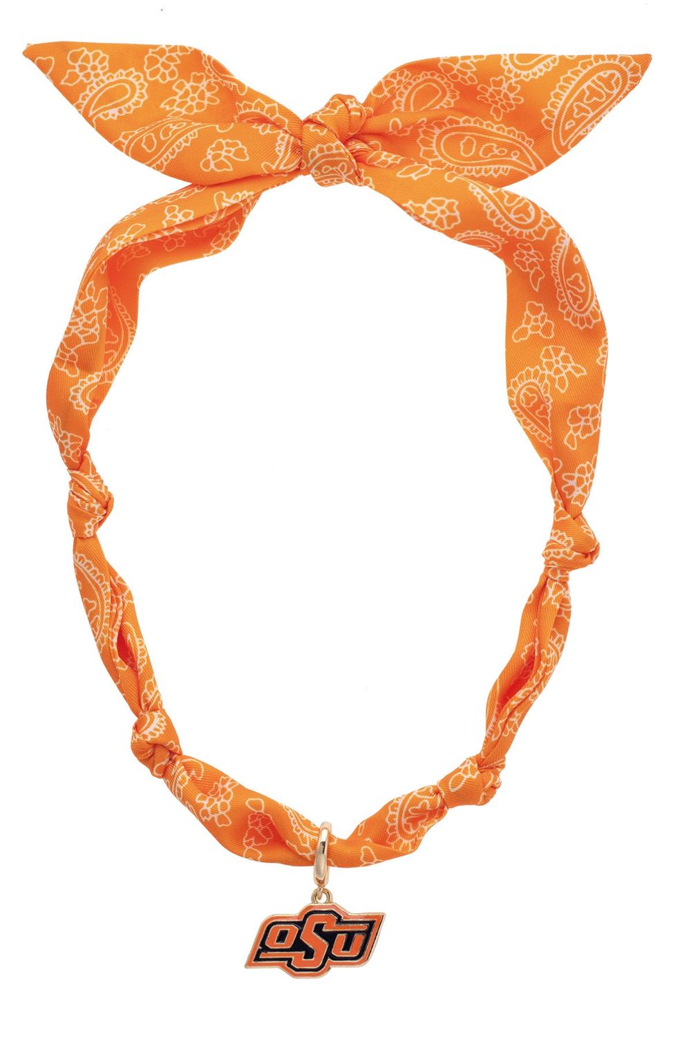 Scarf necklace in orange with OSU charm