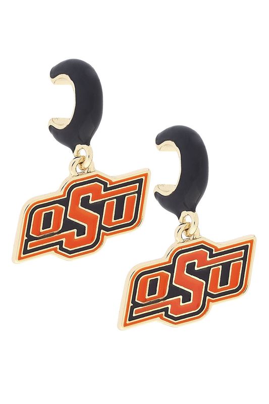 OSU huggie earring in black and orange