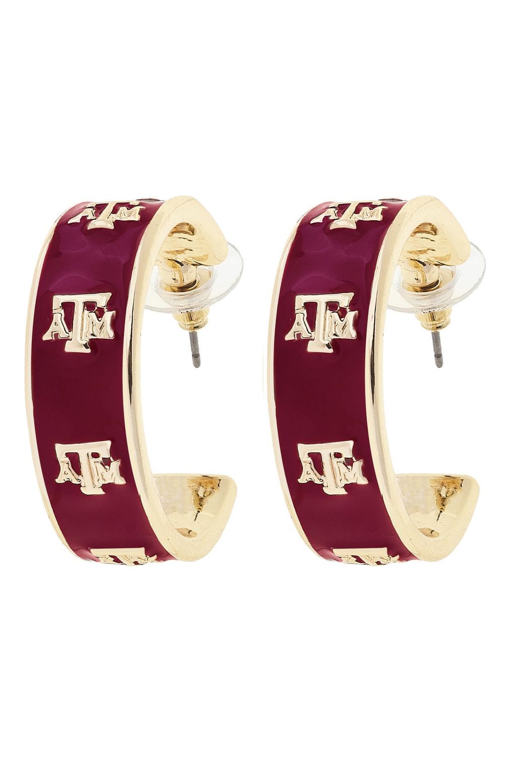 Texas A&amp;M hoop enamel earring