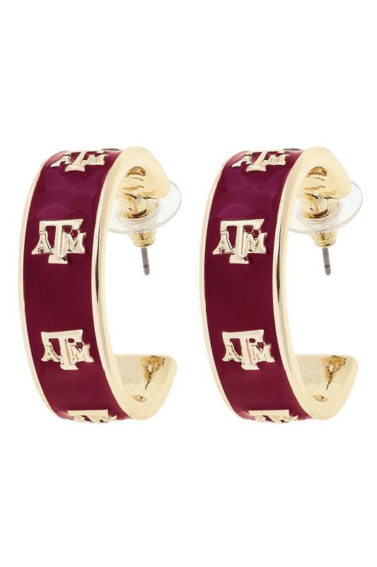Texas A&amp;M hoop enamel earring