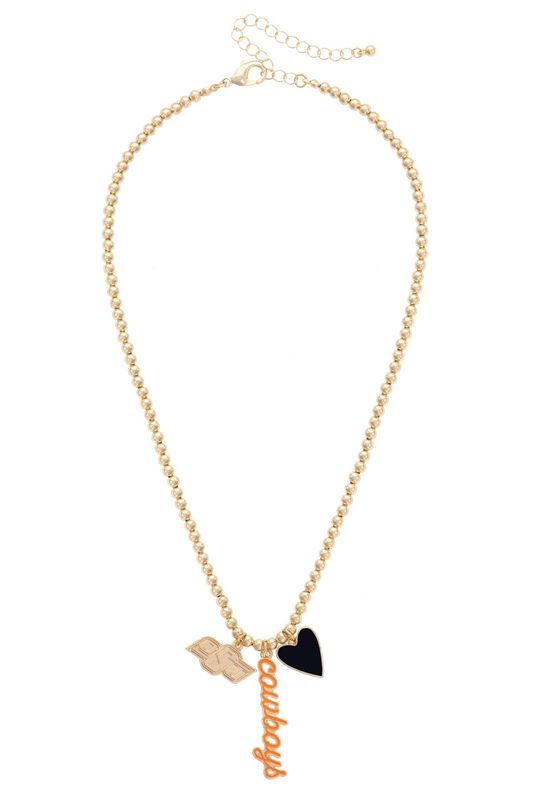 OSU beaded gold necklace with charms