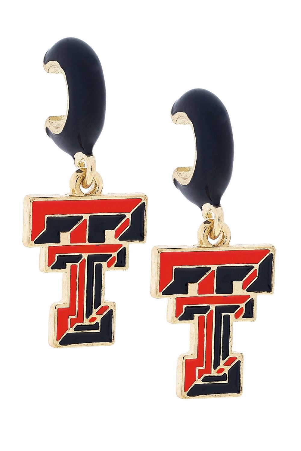 Texas Tech huggie earrings with double t logo