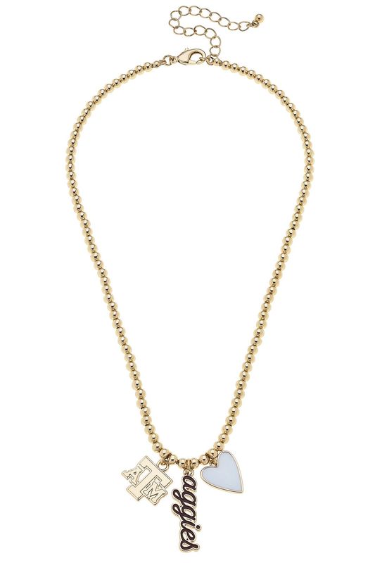 Texas A&amp;M Aggies beaded charm necklace