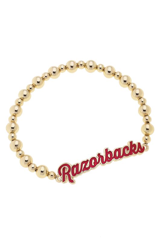 Razorbacks gold bracelet with autograph