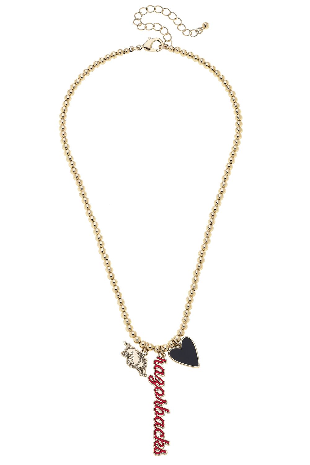 Arkansas gold beaded charm necklaces