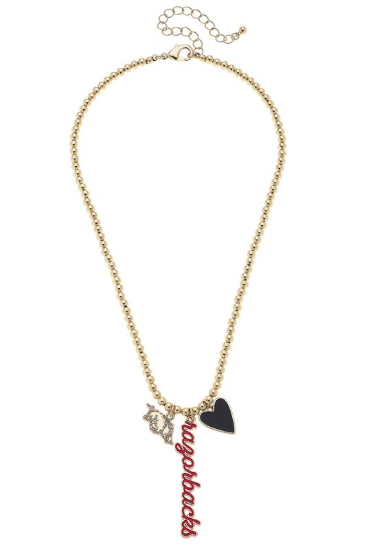 Arkansas gold beaded charm necklaces