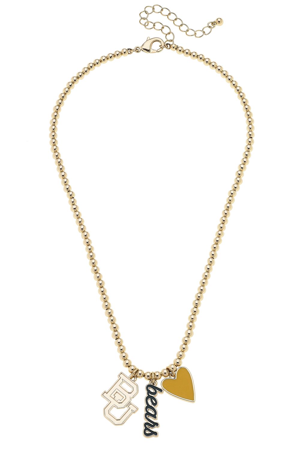 Baylor Bears charm beaded gold necklace