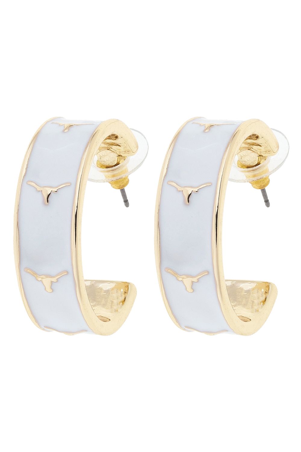 University of Texas enamel white earring with logo