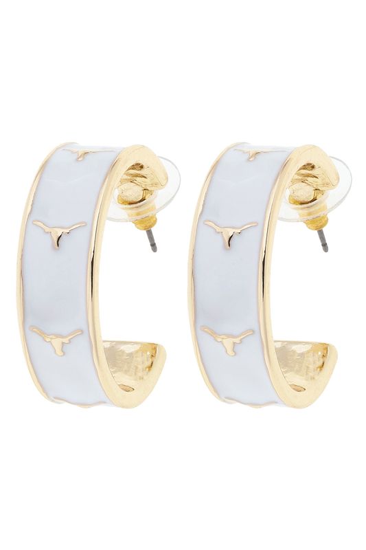 University of Texas enamel white earring with logo