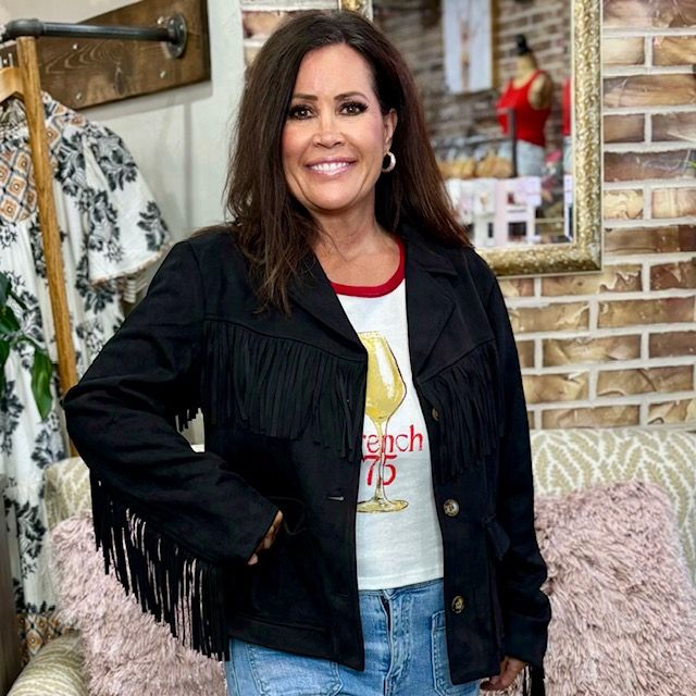 Jodifl Black Suede Fringe Jacket
