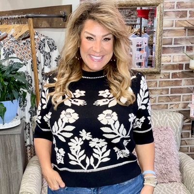 THML black white print sweater