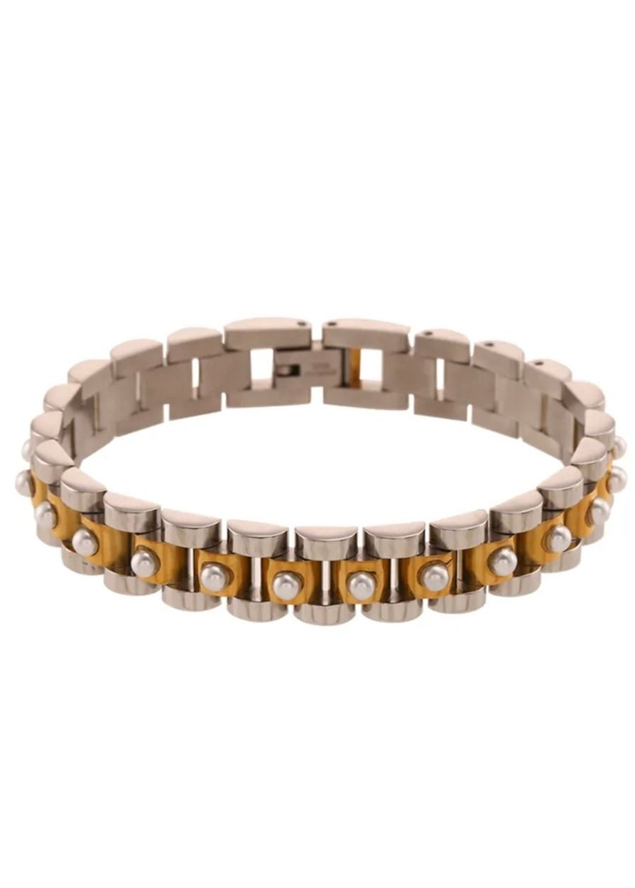 Hjane two toned pearl wristwatch bracelet