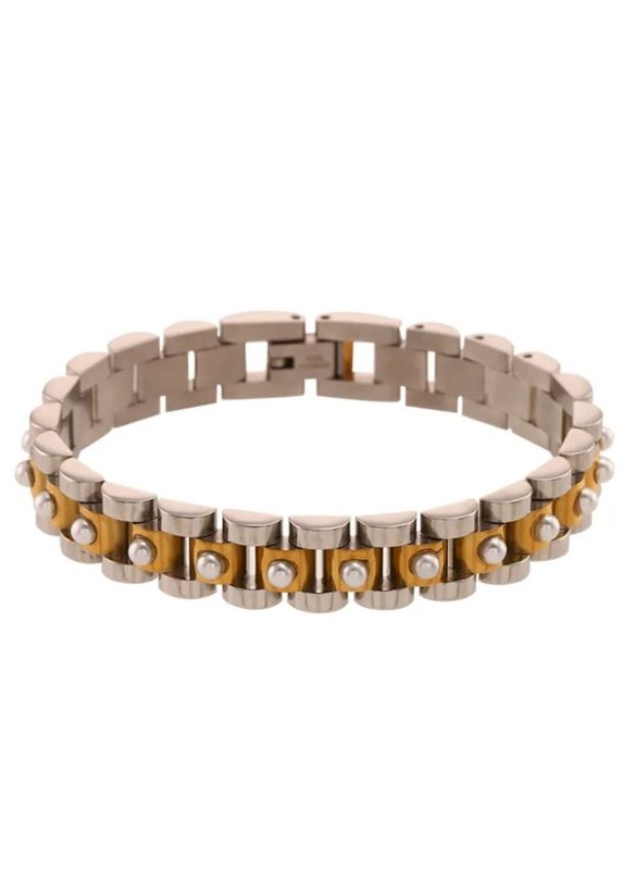 Hjane two toned pearl wristwatch bracelet