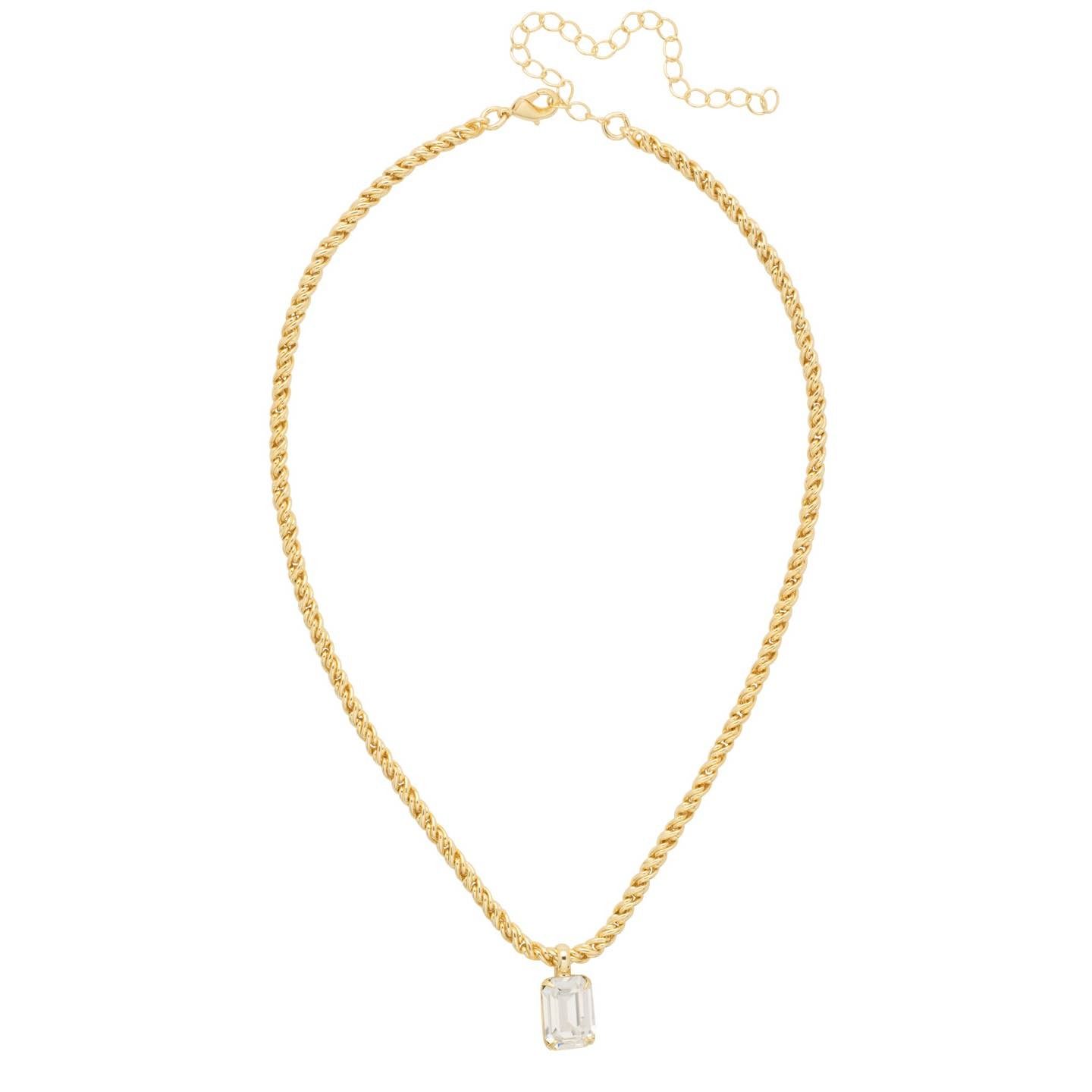 Sorrelli Emerald Rope Pendant Clear Necklace