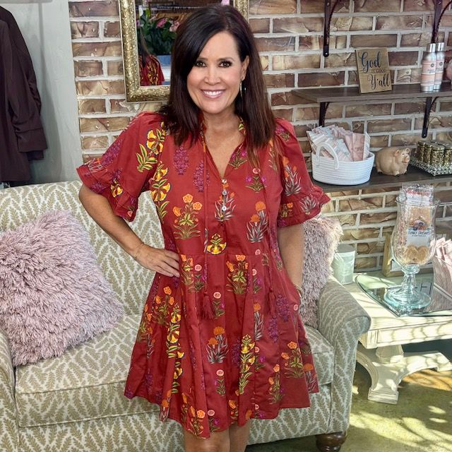 Entro rust tassel dress