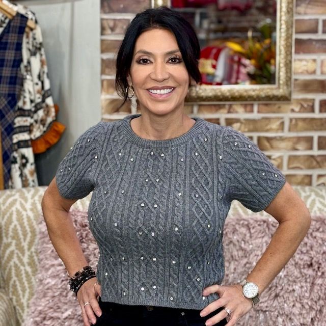 Needii Grey Embellished Sweater