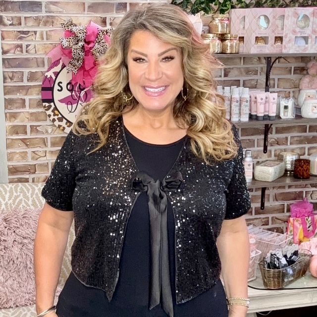 Wishlist Black Sparkle Tie Top