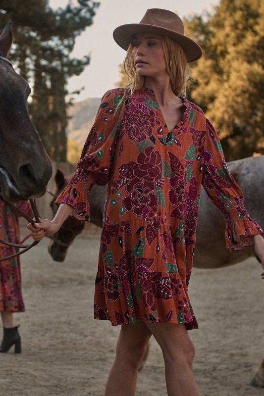 Sugar Lips Maven Rust Print Dress