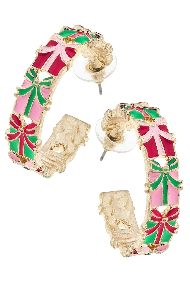 Canvas Gift Wrap Hoop Earring