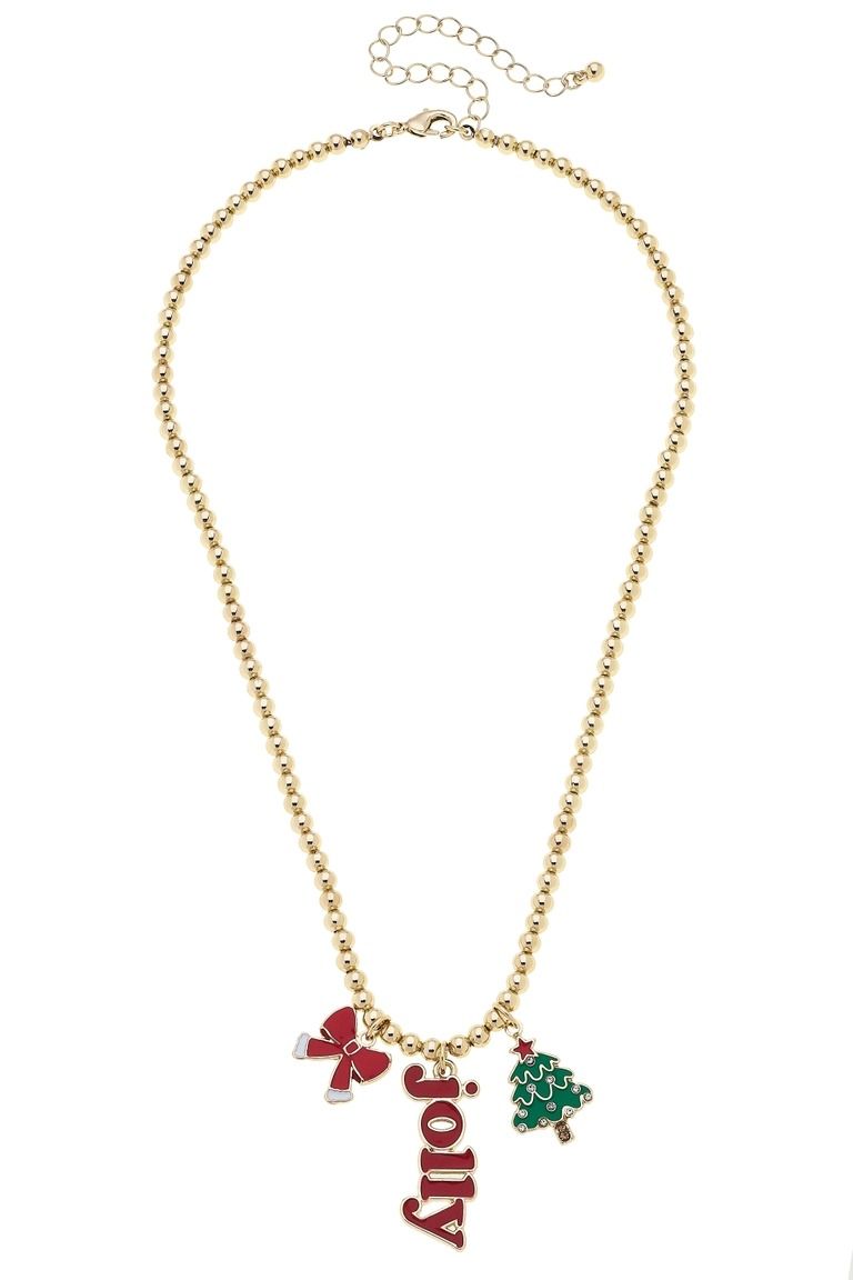 Canvas Ball Christmas Charm Necklace