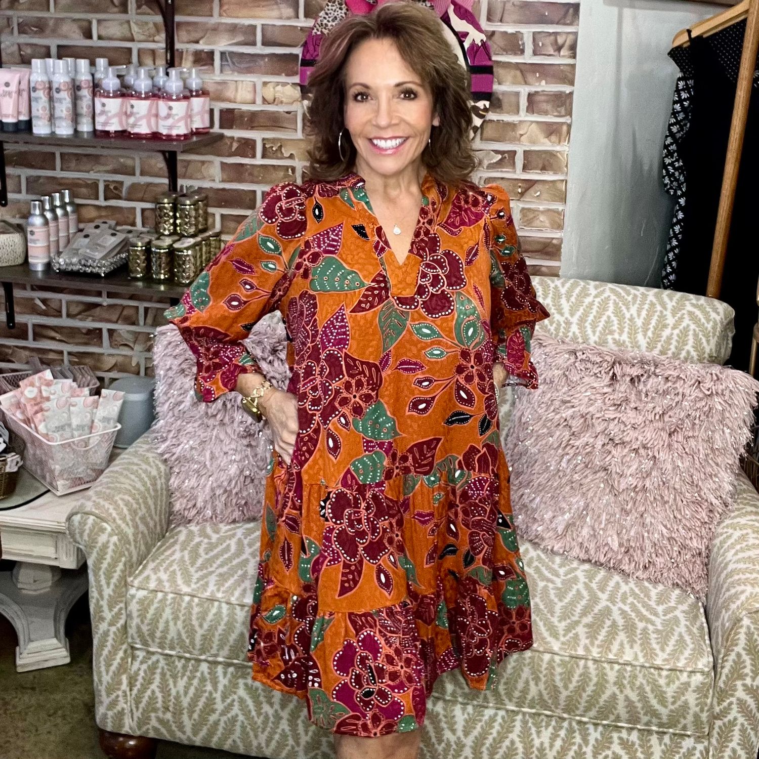 Sugar Lips Maven Rust Print Dress