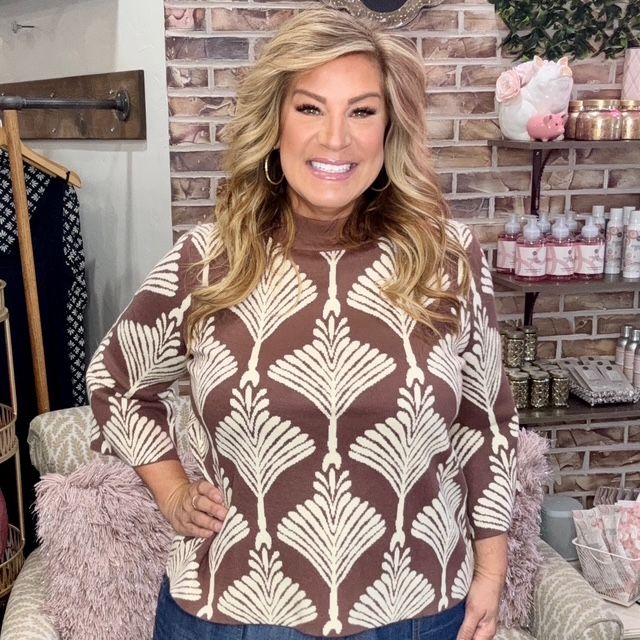 Umgee Brown Print Sweater