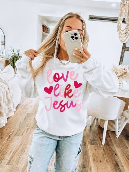 Trendy Chic Love Like Jesus White Tee