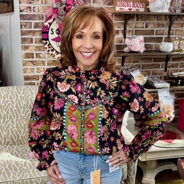 Merci Black Multi Floral Top