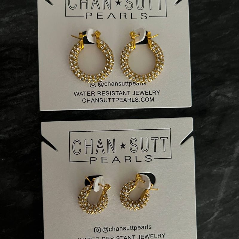 Chansutt Pearls Diamond Hoops