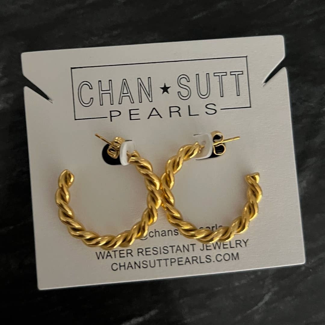 Chansutt Pearls Gold Twist Hoop