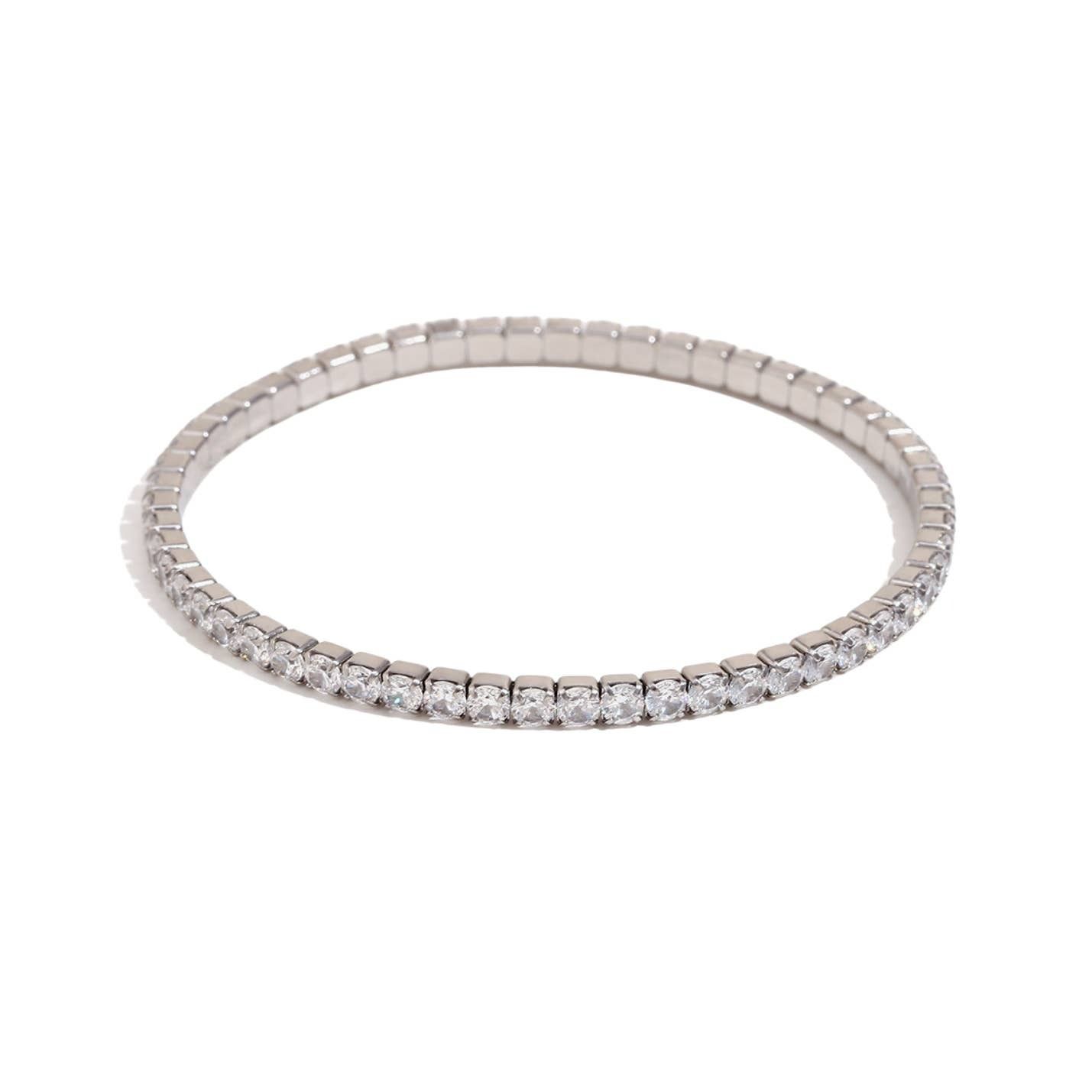 HJane Silver 3mm Stretchy Tennis Bracelet
