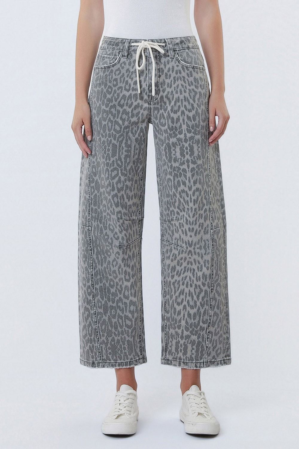 Flying Monkey HR Grey Leopard Drawstring Denim
