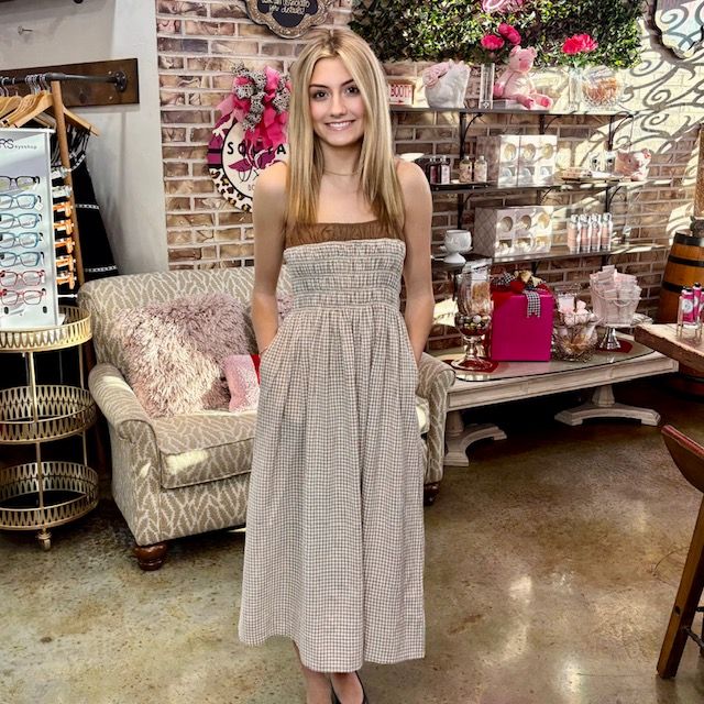 Mustard Seed Brown Gingham Dress