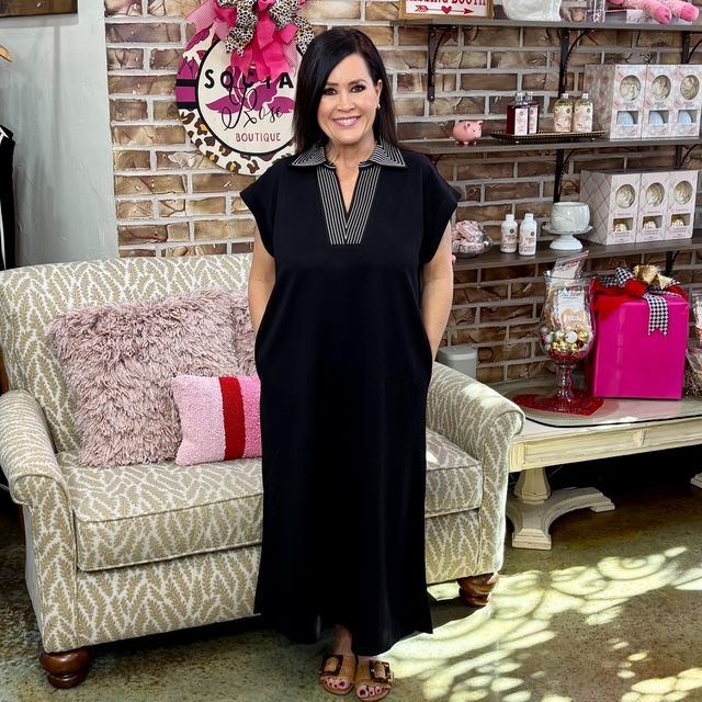 Jodifl black stitched dress with collar