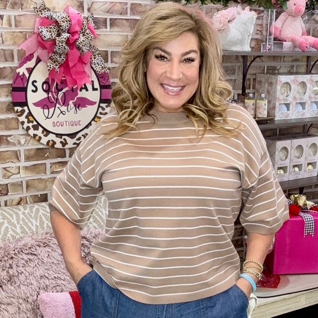 Striped taupe sweater