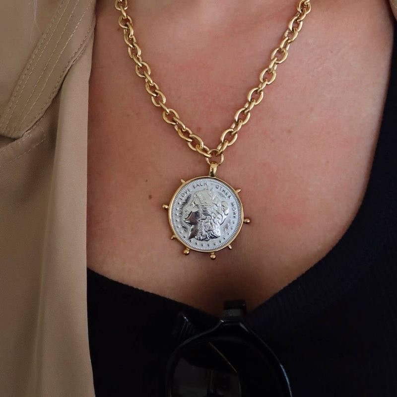 Chansutt Pearls Two Tone Coin Necklace