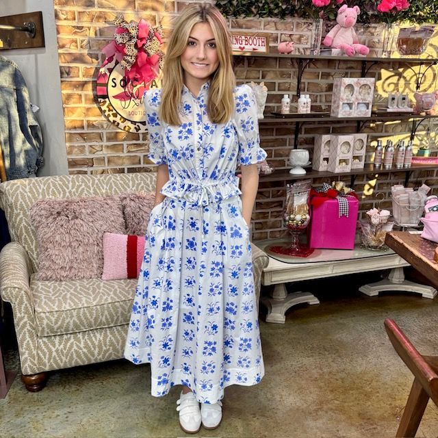 Entro Blue Print Top/Skirt Set