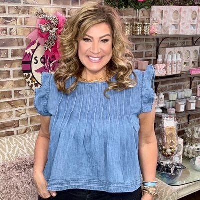 Wishlist Denim Pleated Top