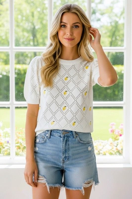 Staccato White Lemon Sweater