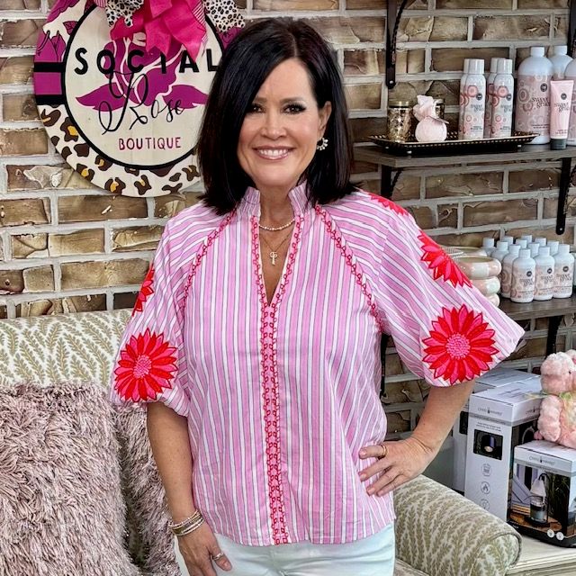 THML Embroidery Pink/Red Top