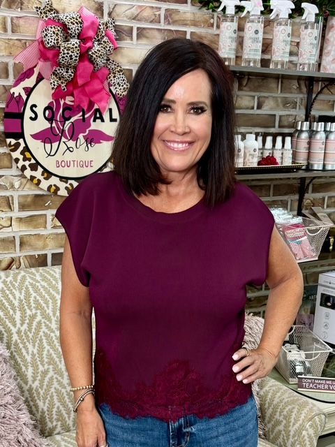 Entro Solid Lace Trim Top