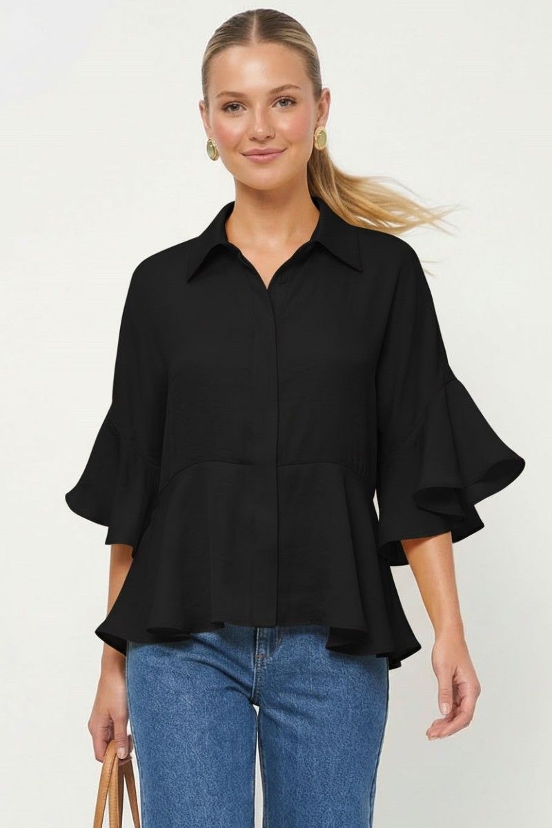 Naked Zebra Peplum Silky Top