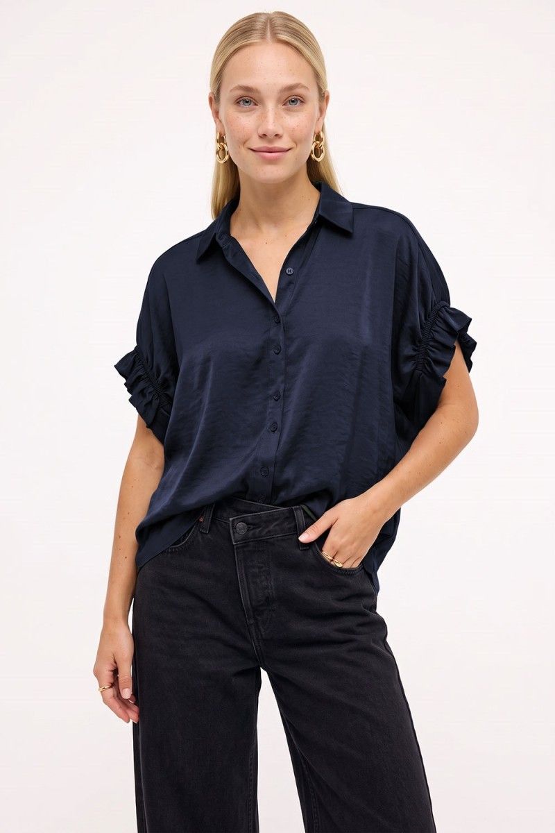 Naked Zebra Ruffle Sleeve Button Top