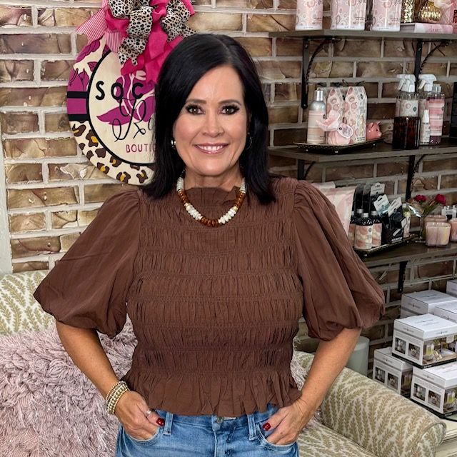 Entro Brown Pleated Top